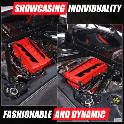 Red Engine Bay Panel Cover Trim in Edge Black For Corvette Coupe C8 2020-2026 21