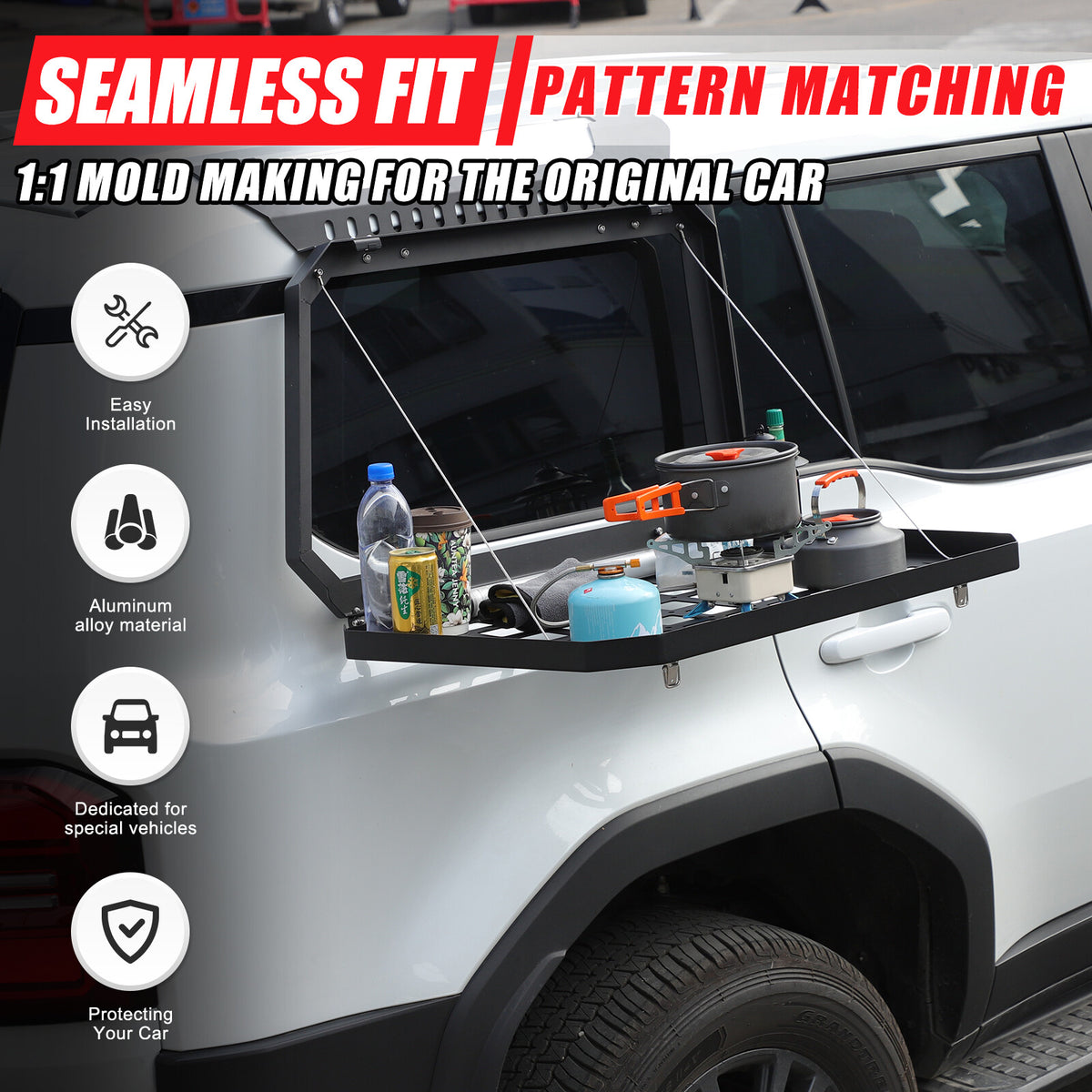 Left Side Molle Panel Trunk Shelf Storage Organizer For Land Cruiser LC250 US 18