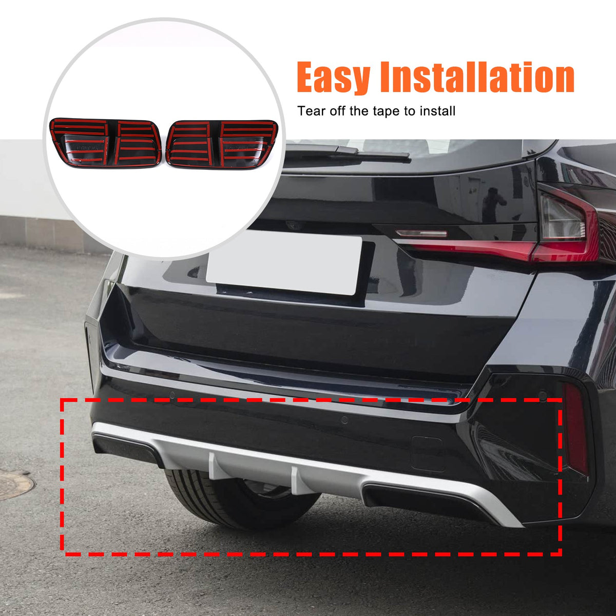 Piano Black Rear Lower Bumper Side Spoiler Trim For BMW X1 U12 23+ Sport US 20