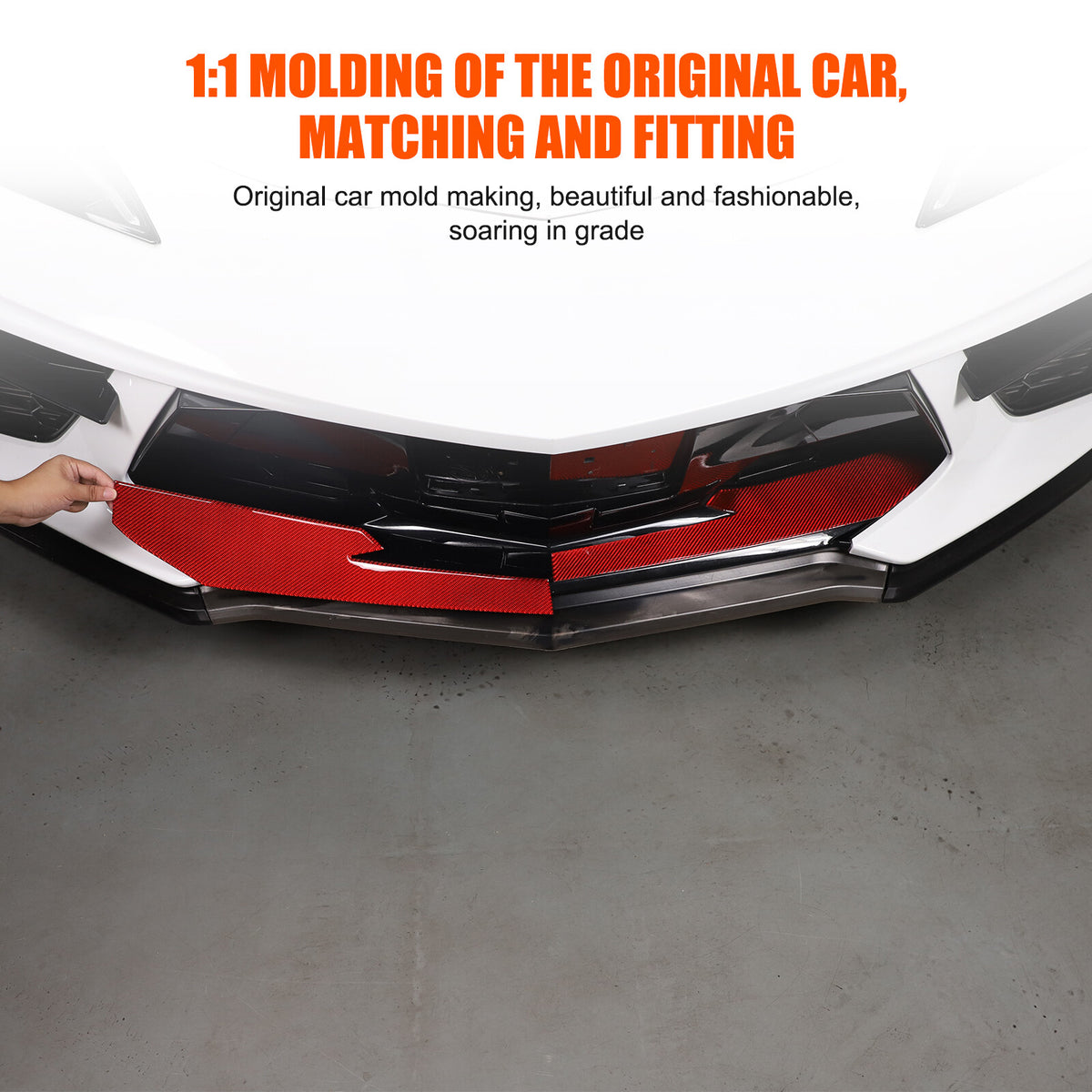 Red Carbon Fiber Car Exterior Front Lip Cover Trim Sticker For Corvette C8 20-25 9