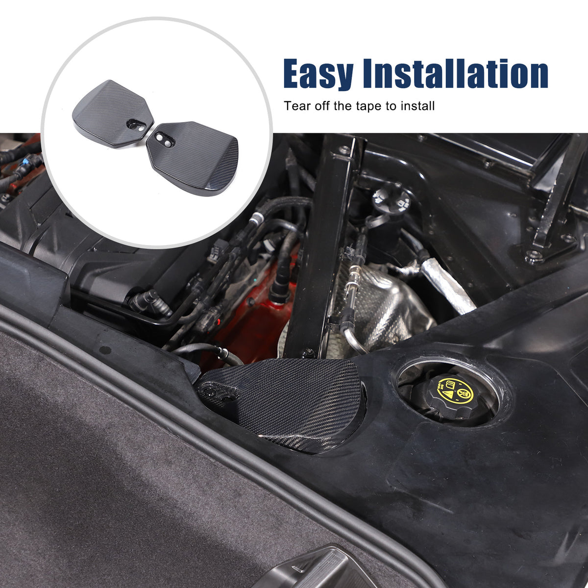 Real Carbon Fiber Rear Strut Shock Tower Cover Mag Ride For Corvette C8 2020-26 1