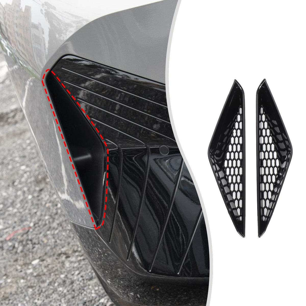 Glossy Piano Black Front Bumper Side Air Vent Grille Trim For BMW iX i20 2022-24 12