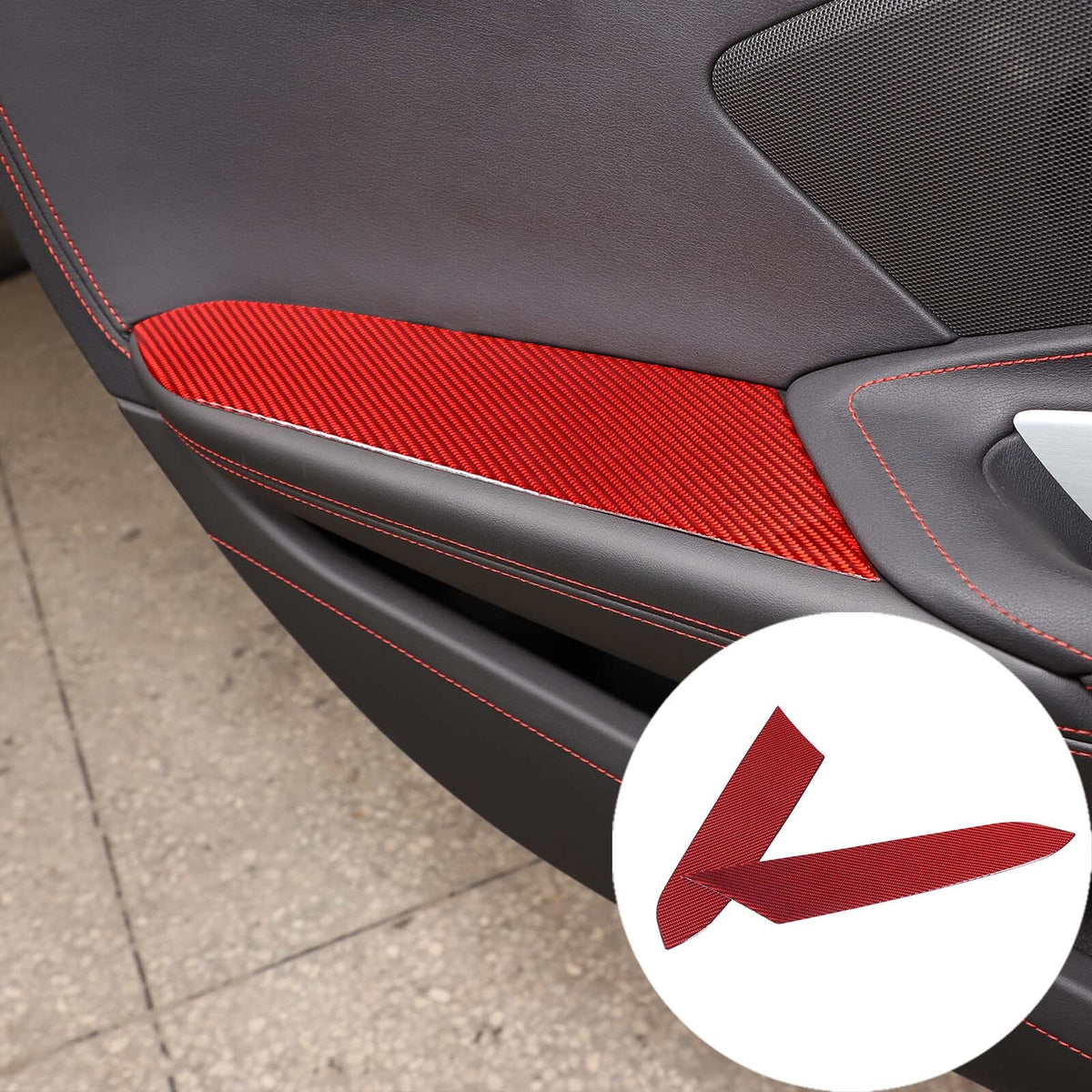 Red Soft Carbon Fiber Interior Decor Trim Kit Cover Set For Corvette C8 20-25 170