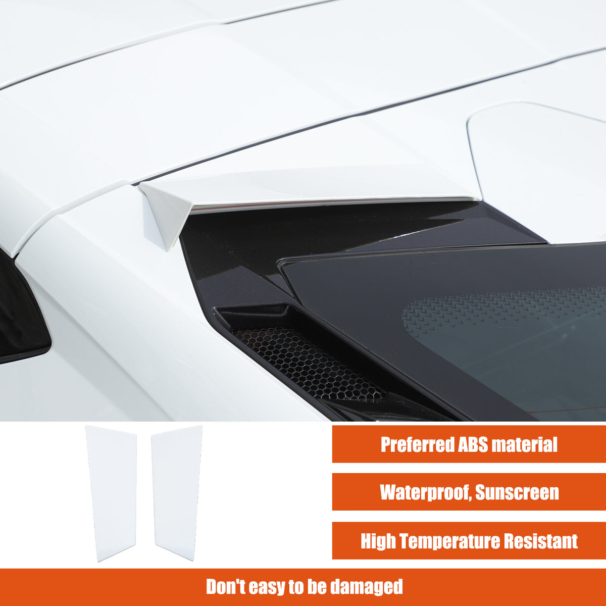 White ABS Rear Windshield Spoiler Trim Cover For Corvette C8 Coupe 2020+ 17