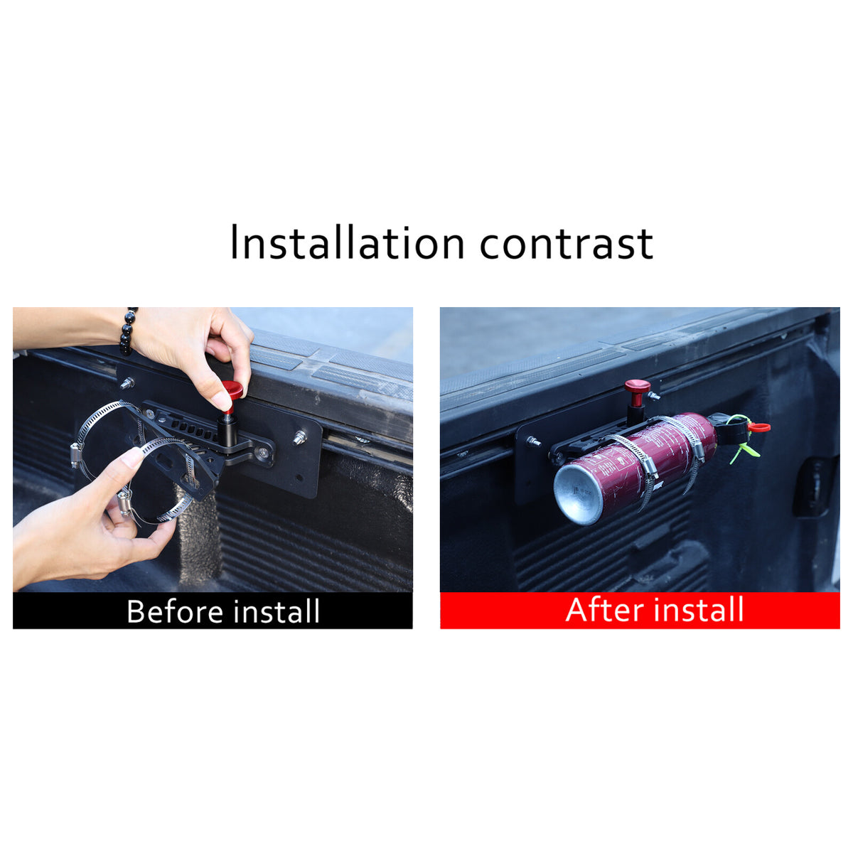 Black Car Fire Extinguisher Mount Bracket For Toyota Tacoma/Tundra 2016-23 17