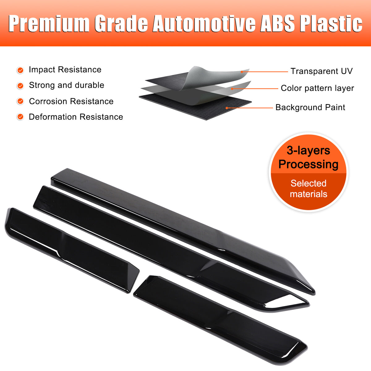 Glossy black Body Side Door Moulding Cover Trim For Toyota Land Cruiser LC250 24 15