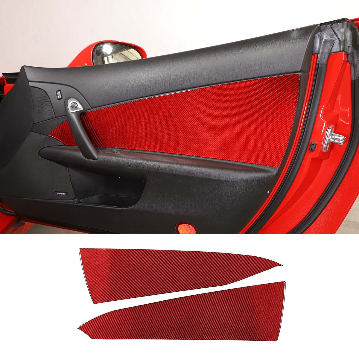 Red Carbon Fiber Interior Anti-kick Door Panel Sticker For Corvette C6 05-13 US 16
