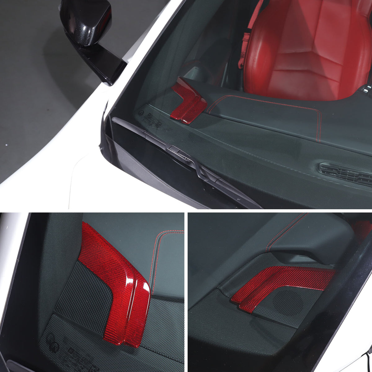 Red Real Carbon Fiber Center Console Dashboard Cover Trim For Corvette C8 20-26 11