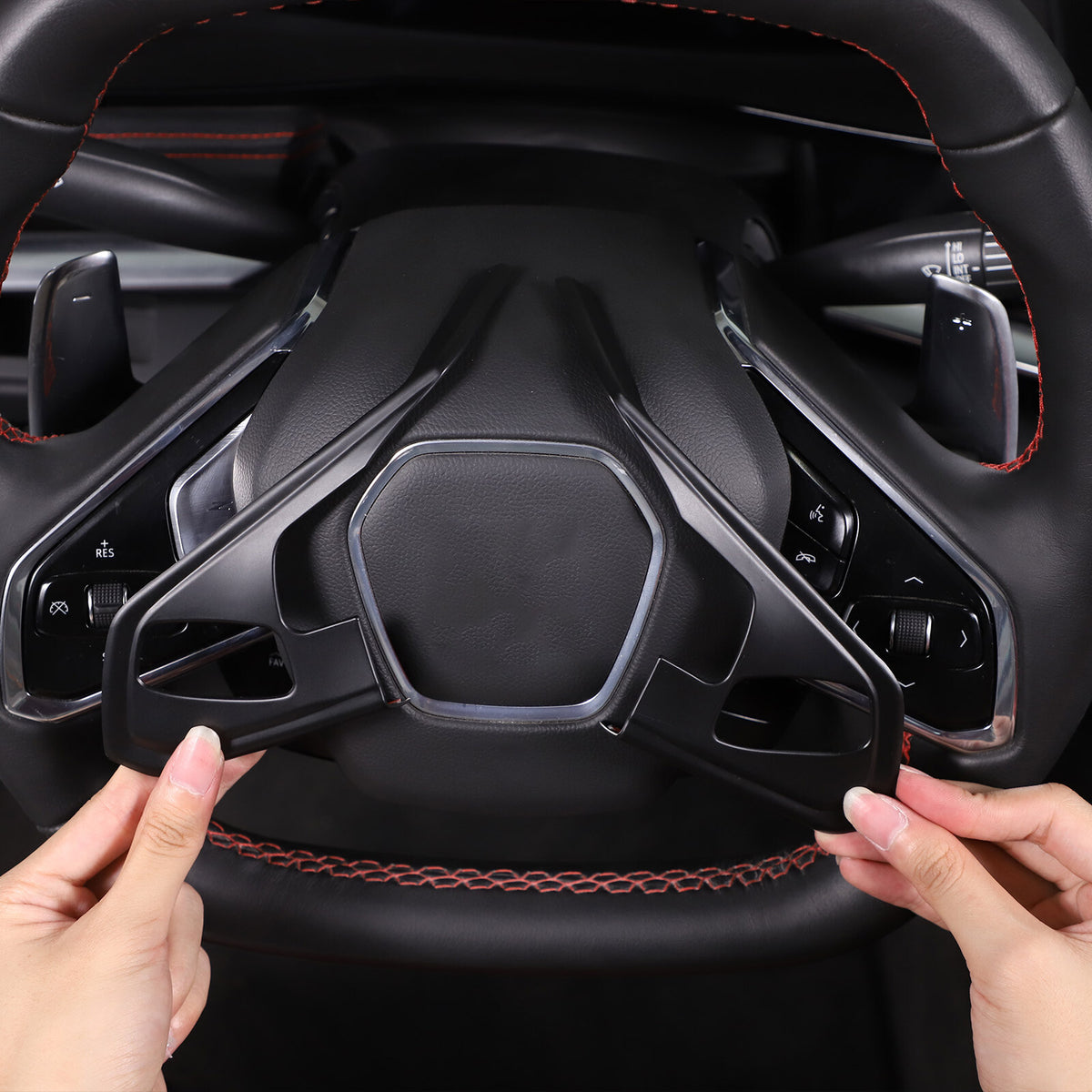 Matte Black ABS Full Interior Set Cover Trim Kit For Corvette C8 2020-25 - Styles 16-20 24