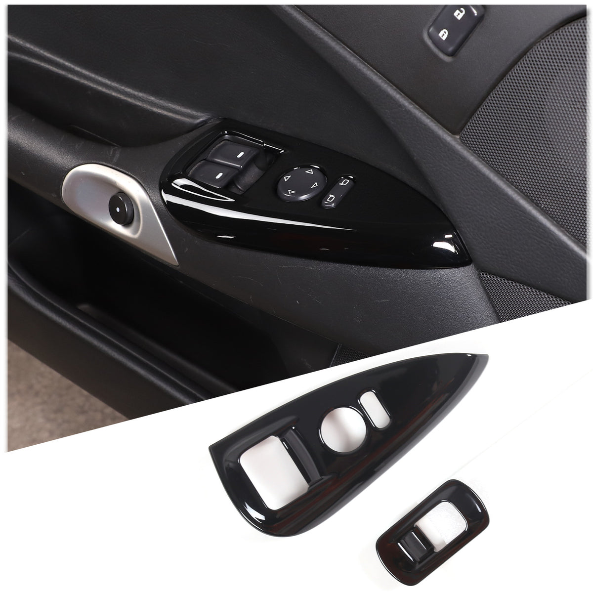 Glossy Black ABS Window Lift Button Trim Frame Cover Set For Corvette C6 2005-13 8