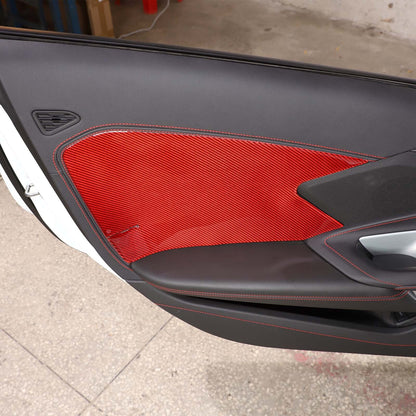 Red Carbon Interior Door Panel Large Panel Sticker Trim For Corvette C8 20-26 US 4