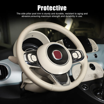 Real Carbon Fiber Steering Wheel Button Trim For Fiat 500 Abarth 595 695 2021-23 14