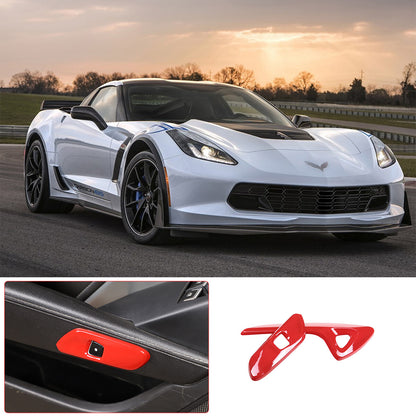 Red Interior Window Lift Door Handle Cover Trim Kit For Corvette C7 14-19 4