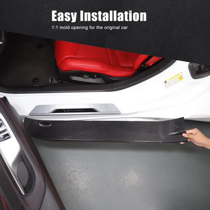 Real Carbon Fiber Full Wrapped Exterior Door Sill Plate Trim For Corvette C8 US 10