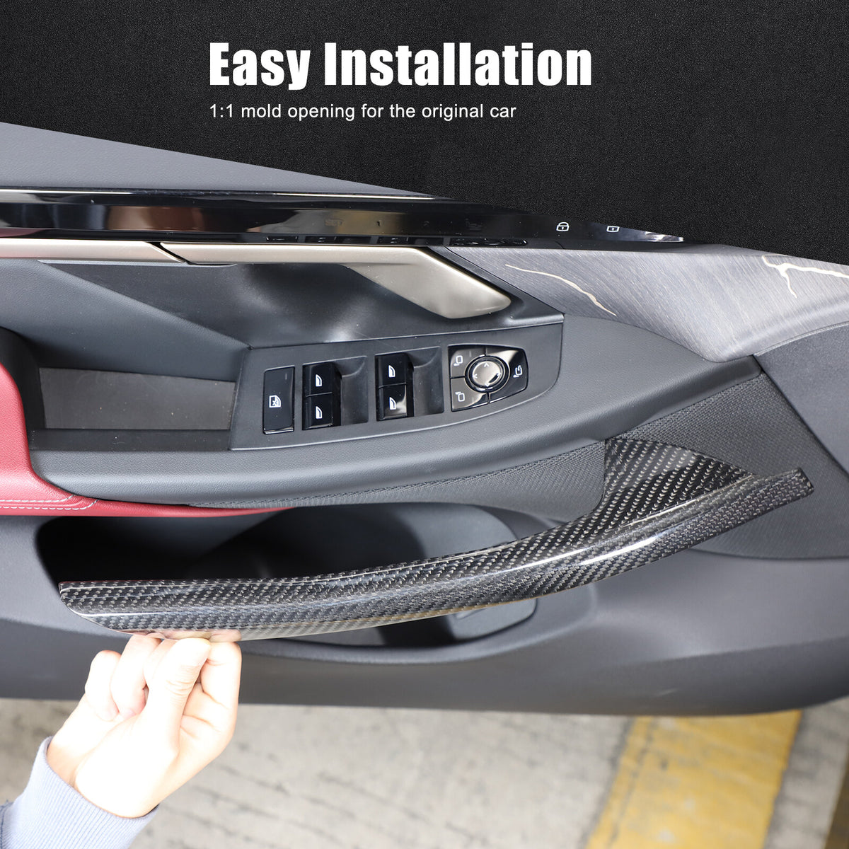 Real Carbon Fiber Window Lift Switch Button Trim Frame For BMW 5 Series G60 24+ 14