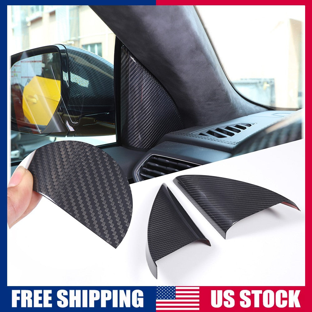 Real Carbon Fiber Inner Triangle A Pillar Trim For Lamborghini URUS 18-23 US 1