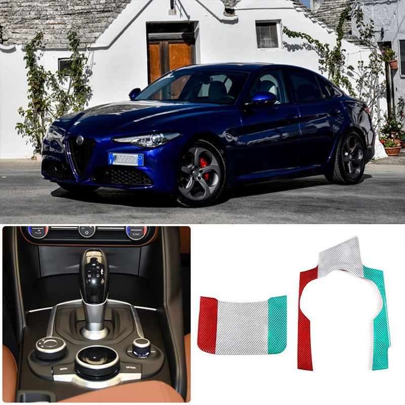Tri-Color Real Carbon Fiber Center Cup Holder Trim For Alfa Romeo Giulia 2017-19 6