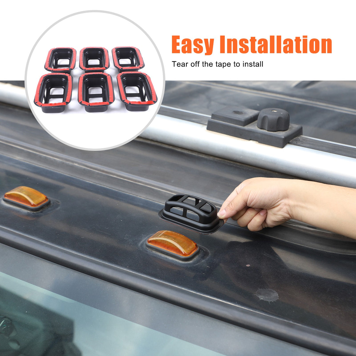 Matte Black ABS Roof Light Cover For Hummer H2 2003-2009 5