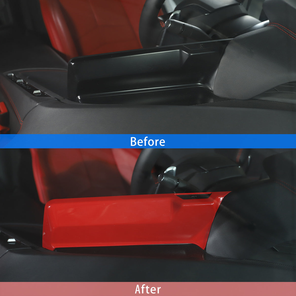 Interior ABS Red Console GPS Navigation Cover Trim For Corvette C8 Stingray 3