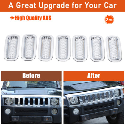 ABS Silver Front Grille Insect Screen Cover For Hummer H3 2005-2009 23