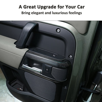 Carbon Fiber Door Handle Frame Cover Trim For Land Rover Defender 110 2020 2022 7