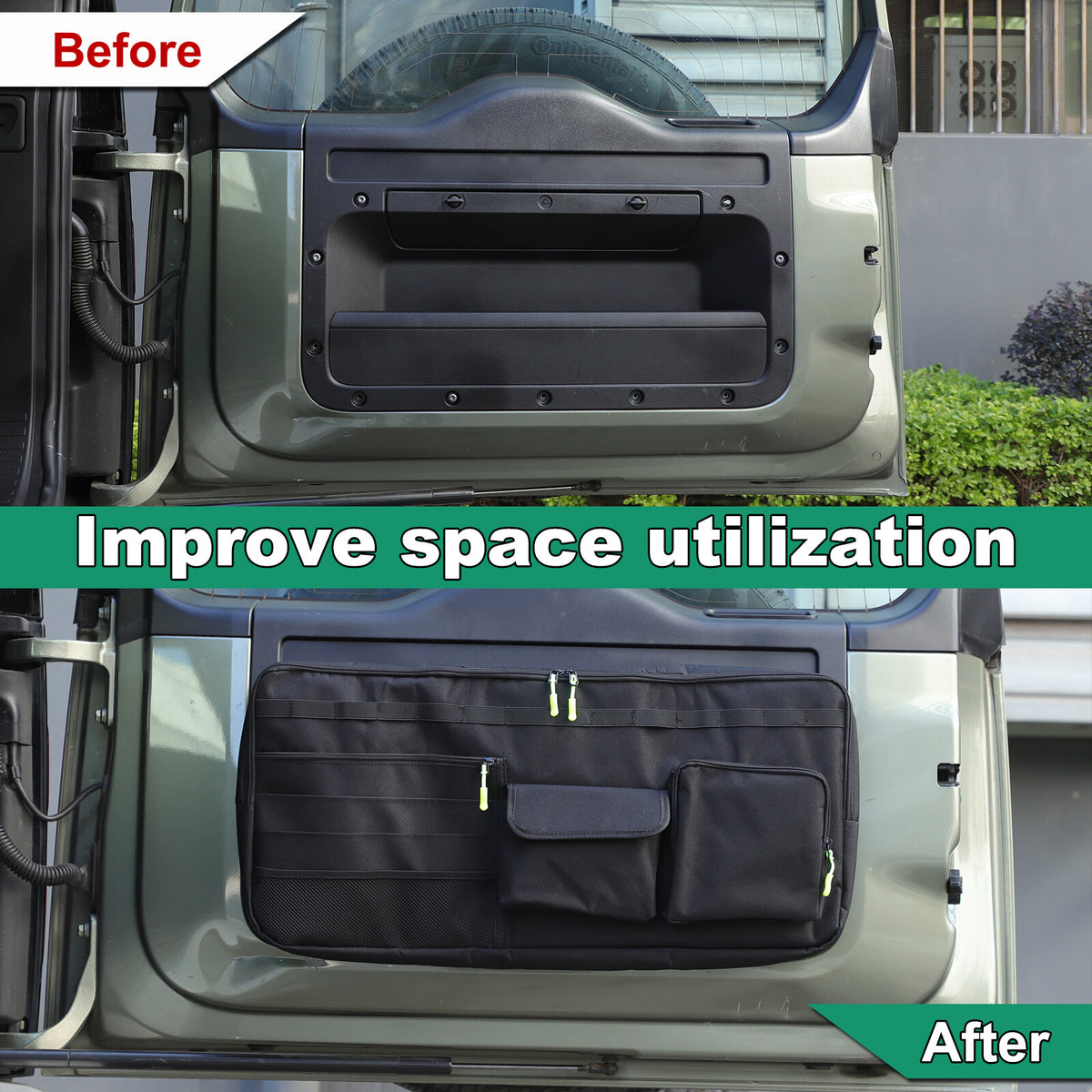 Rear Door Tailgate Trunk Storage Bag Cargo Tool For LR Defender L663 2020-24 4