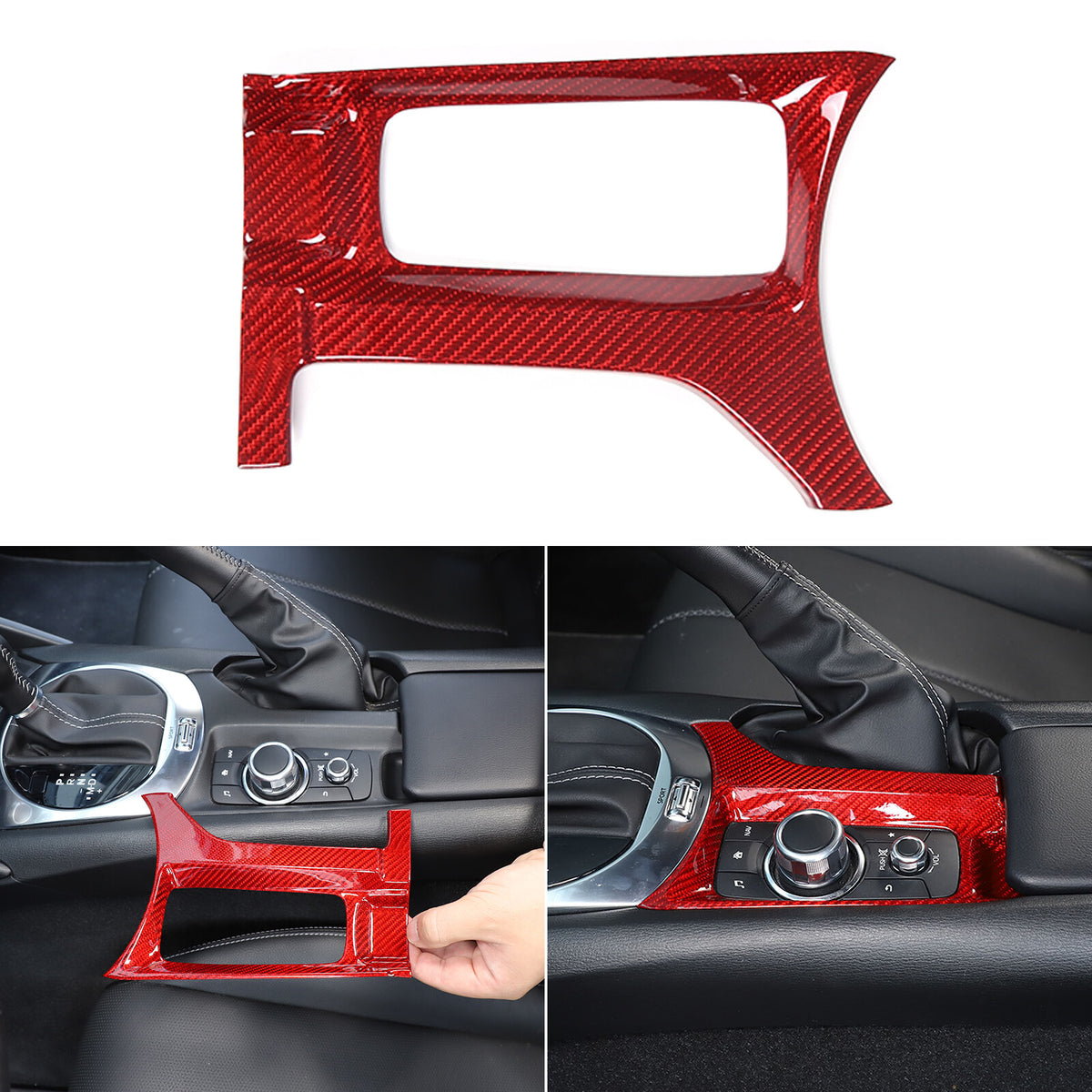 Red Real Carbon fiber Center Multimedia Panel Cover Trim For Mazda MX-5 2016-23 6