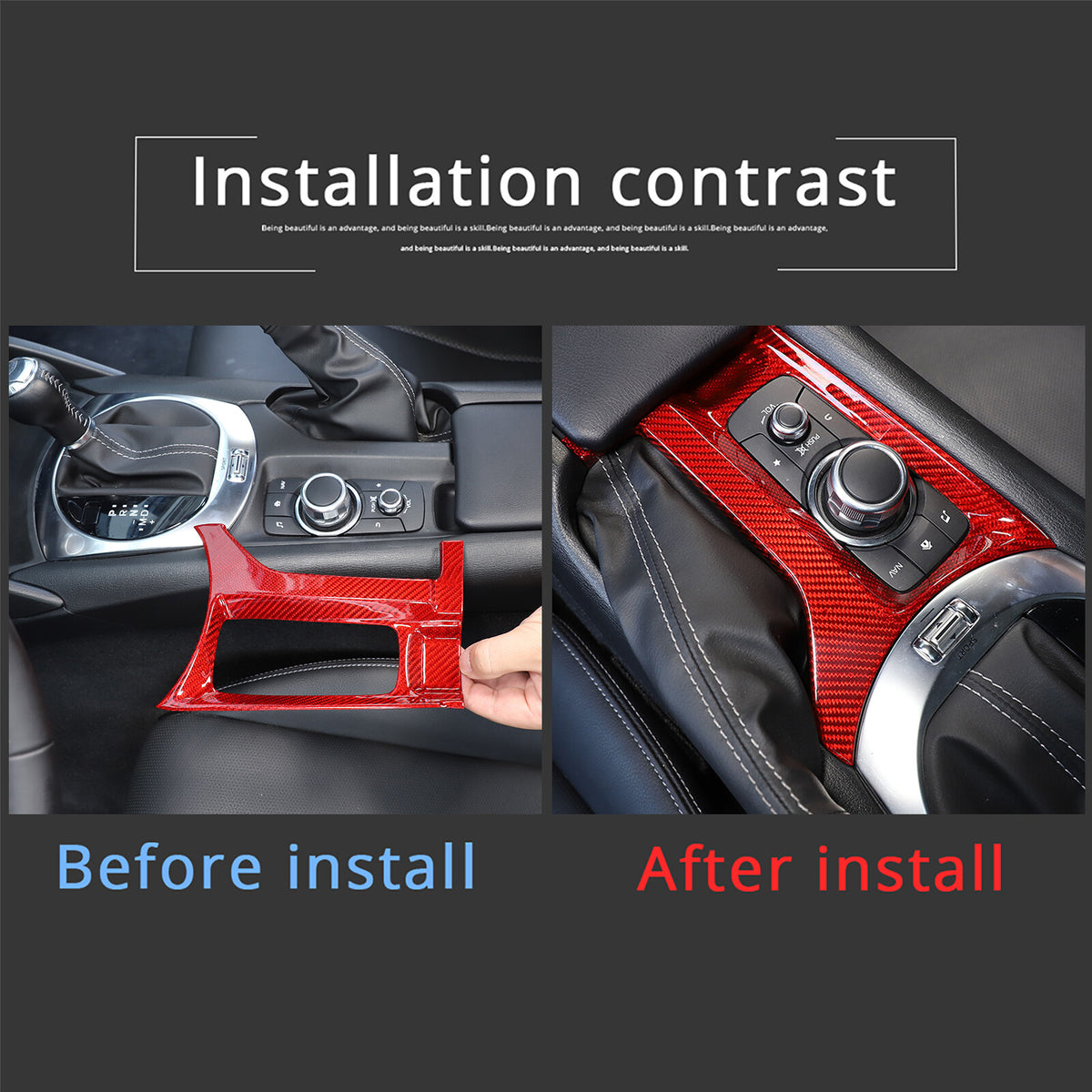 Red Real Carbon fiber Center Multimedia Panel Cover Trim For Mazda MX-5 2016-23 5