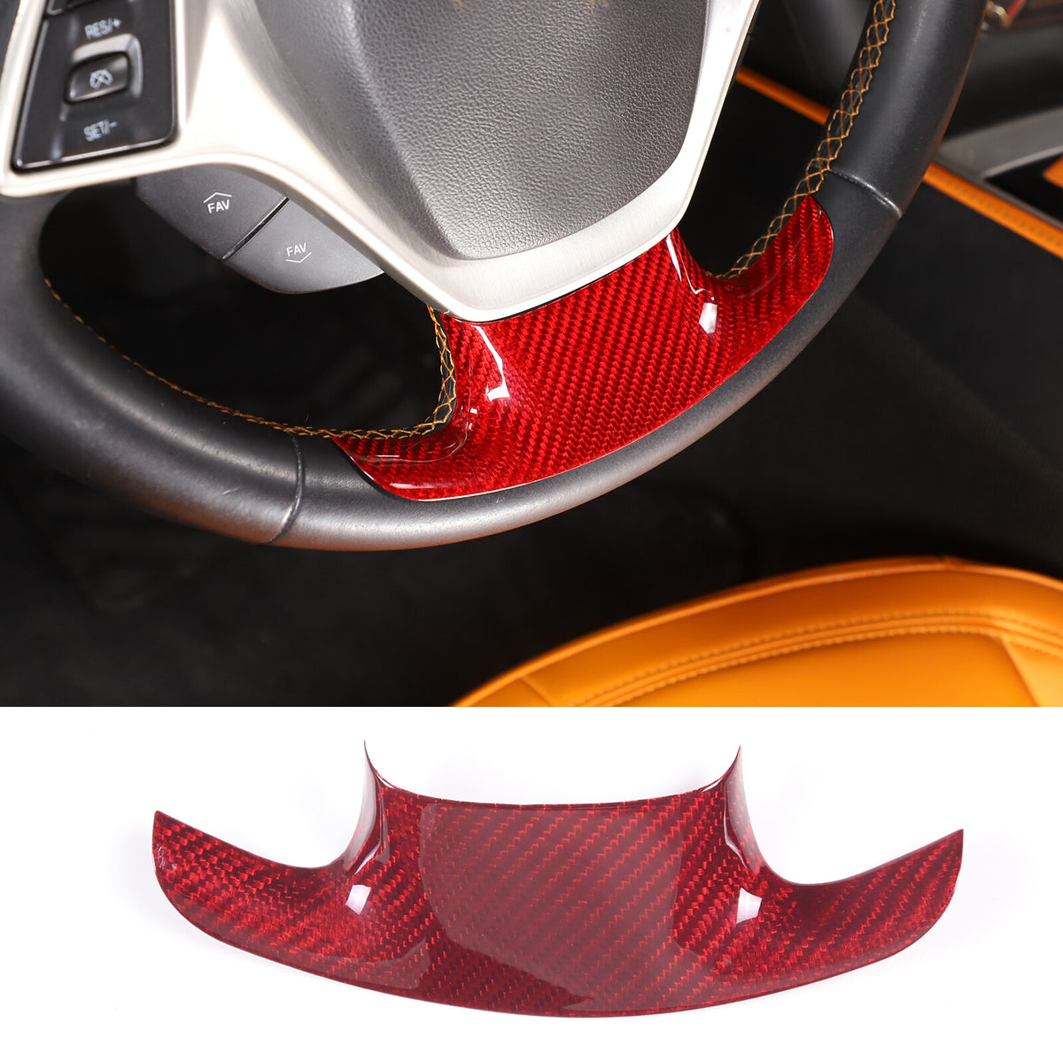 Red Real Carbon Fiber Interior Center Full Trim Set Kit For Corvette C7 2014-19 - Variants 6-10 12