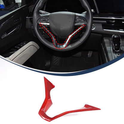 Red Real Carbon Fiber Steering Wheel Base Cover Trim For Cadillac Escalade 2021+ 2