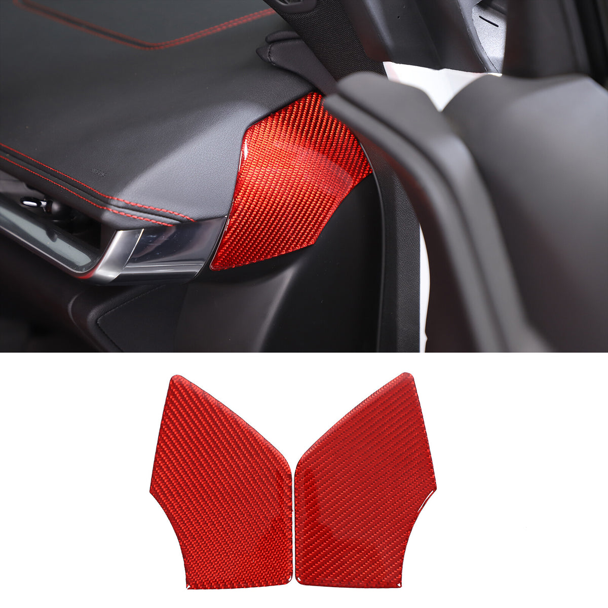 Red Soft Carbon Fiber Interior Decor Trim Kit Cover Set For Corvette C8 20-25 249