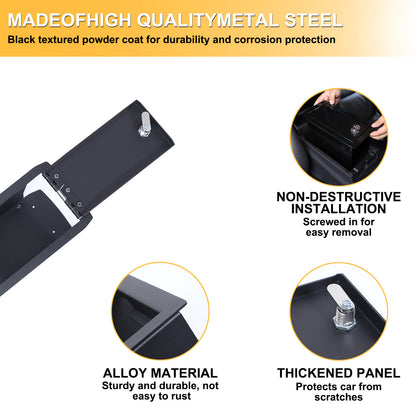 Black Steel Center Console Safe GUN Storage Lock Box W/ TRAY For Acura RDX 13-17 20