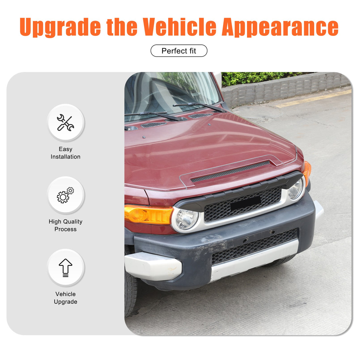 Matte Black ABS Front Grille Headlight Trim For Toyota FJ Cruiser 2007-2021 US 9