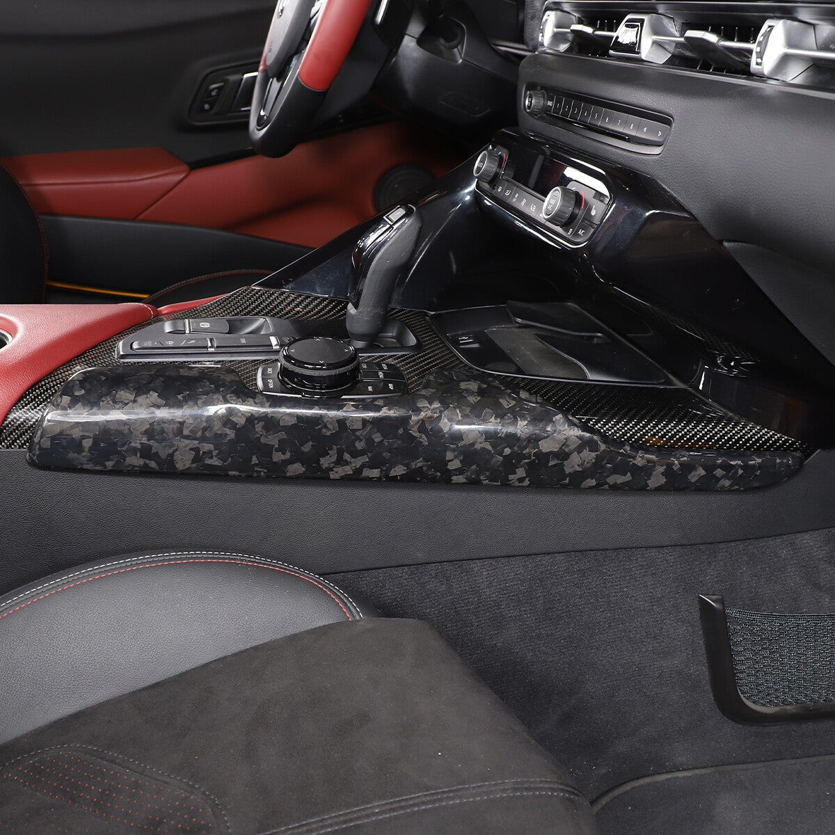 Forged Style Center Control Gear Side Panel Trim For GR Supra A90 A91 2019-24 3