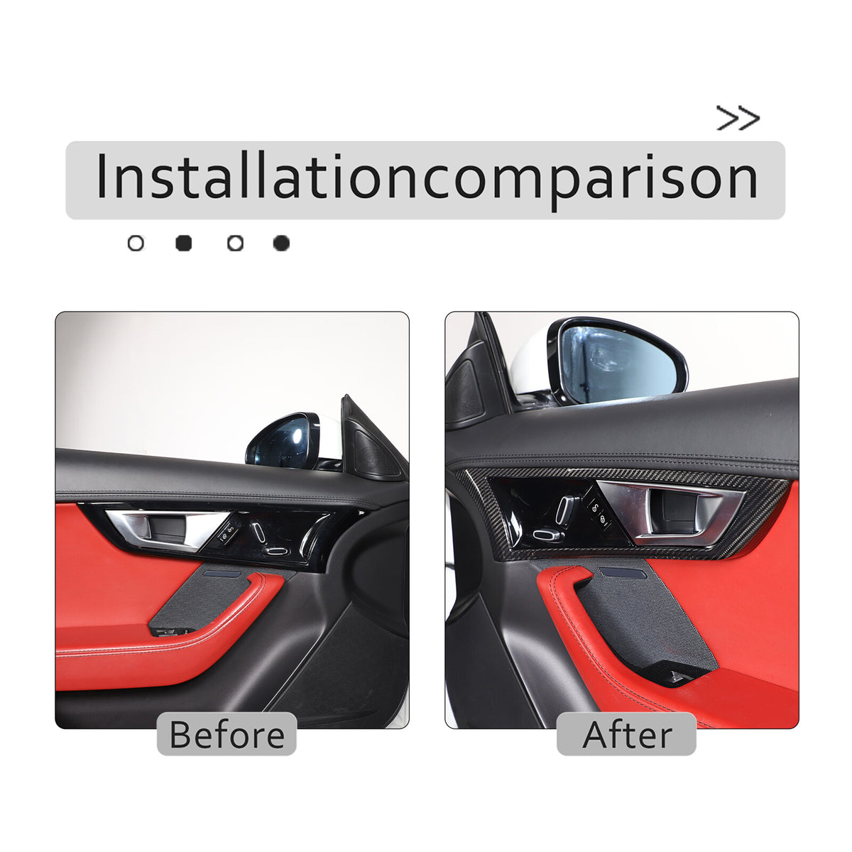Real Carbon Fiber Inner Door Handle Frame Cover Trim For Jaguar F-TYPE 2013-2024 10