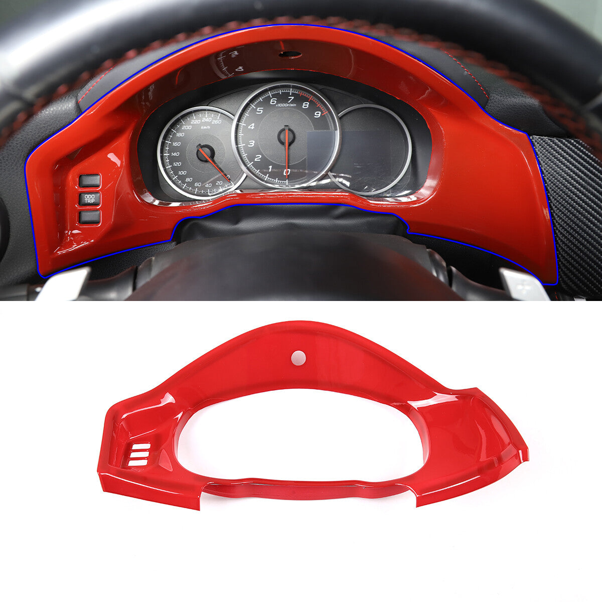 Red Interior Dashboard Instrument Cover Trim For Toyota 86/Subaru BRZ 12-20 US 2