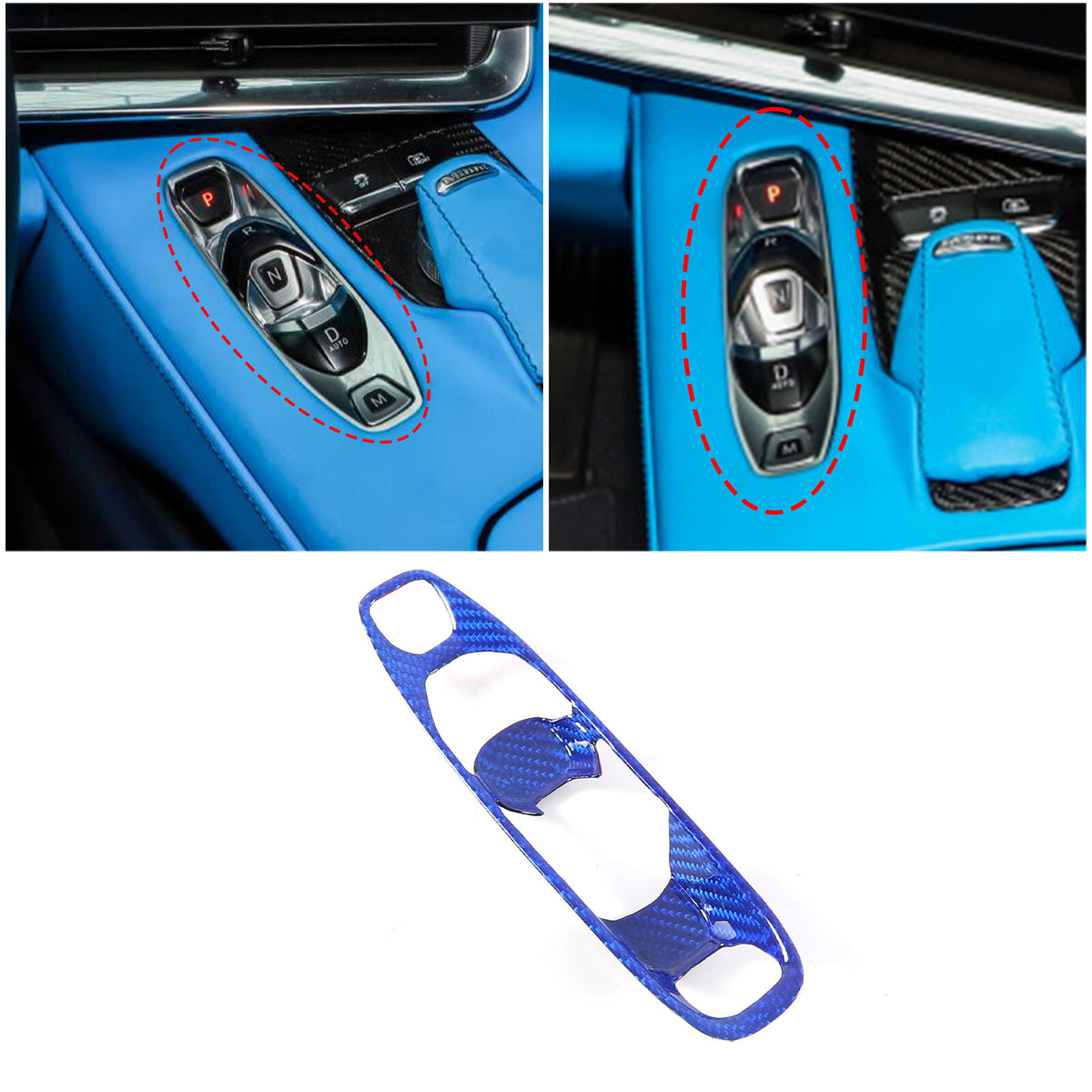 Blue Real Carbon Fiber Full Interior Set Decor Trim Kit for Corvette C8 20-25 - Variants 11-15 17