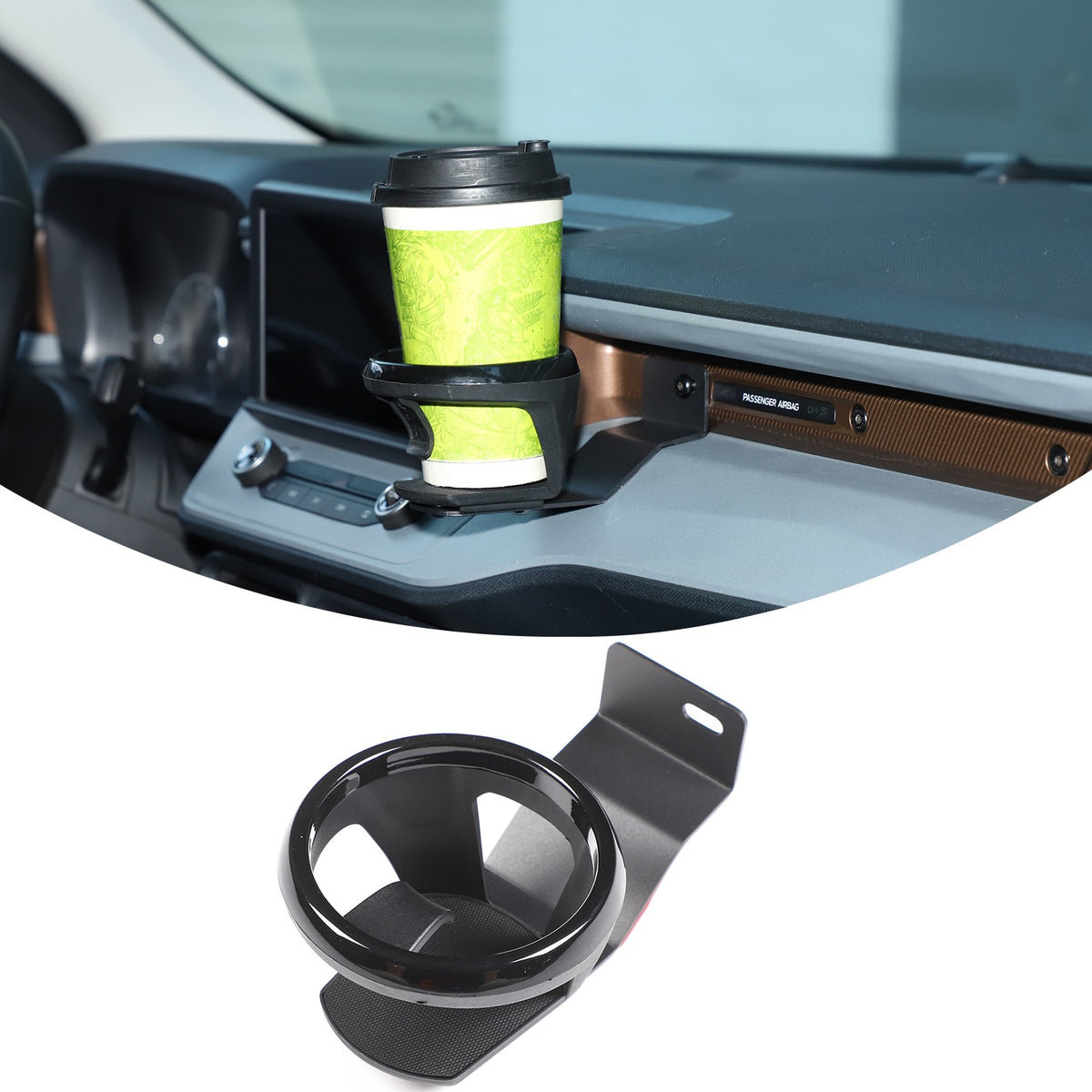 Black Ring Center Console Screen Right Cup Holder Trim For Ford Maverick 2022+ 11