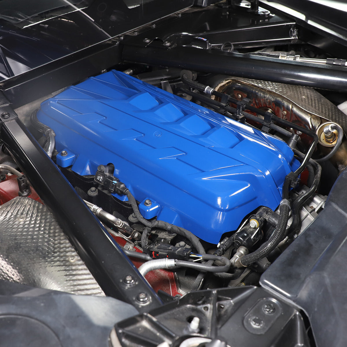 Blue Engine Bay Panel Cover Trim in Edge Blue For Corvette Coupe C8 2020-2026 2