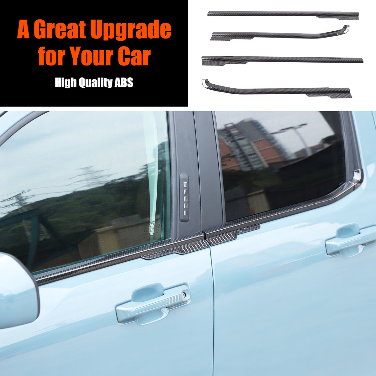ABS Carbon Fiber Exterior Window Bottom Sill Trim For Ford Maverick 22-24 US 21