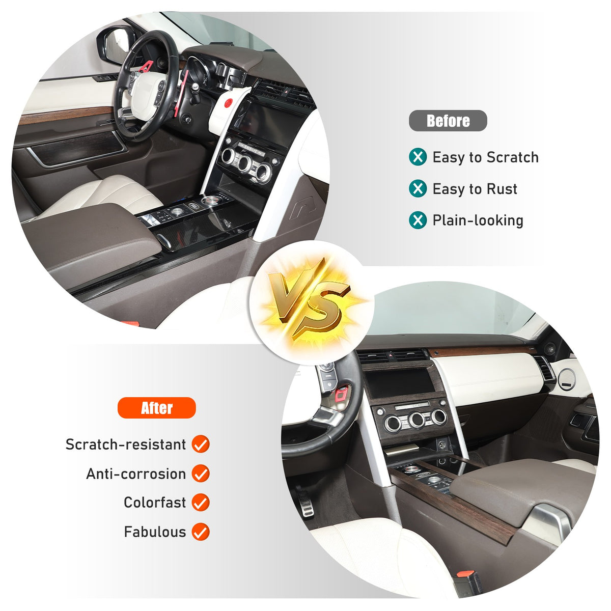 3pcs Wood Grain Center Console Trim Kit For Land Rover Discovery 5 L462 2017-20 5