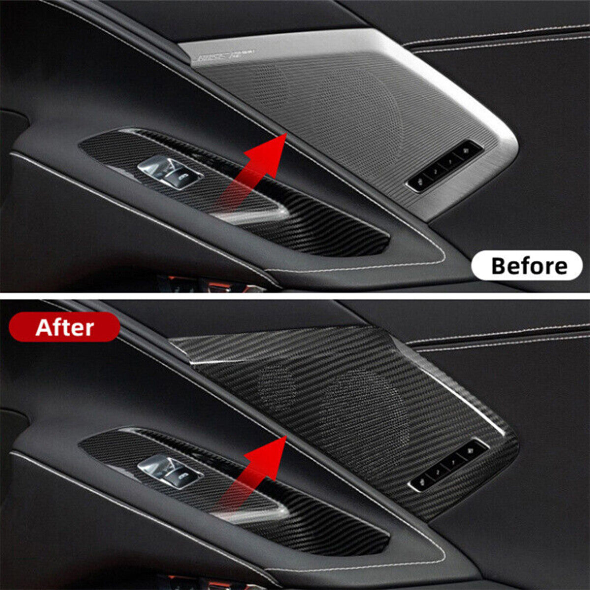 Real Carbon Fiber Side Door Speaker Cover Horn For C8 Corvette 2LT 3LT 2020-26 2
