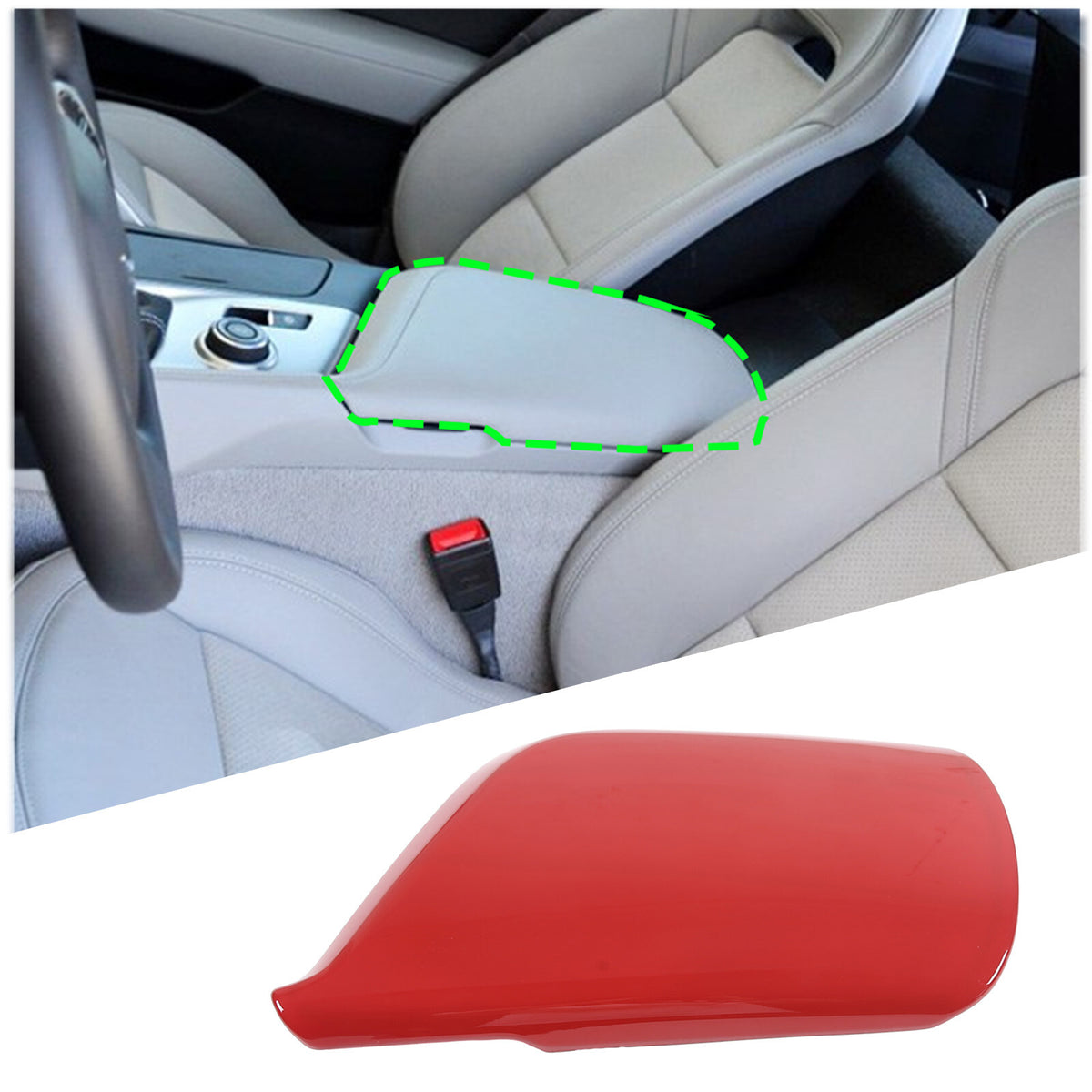 Red ABS Center Console Armrest Box Cover Trim For Corvette C7 2014-19 3