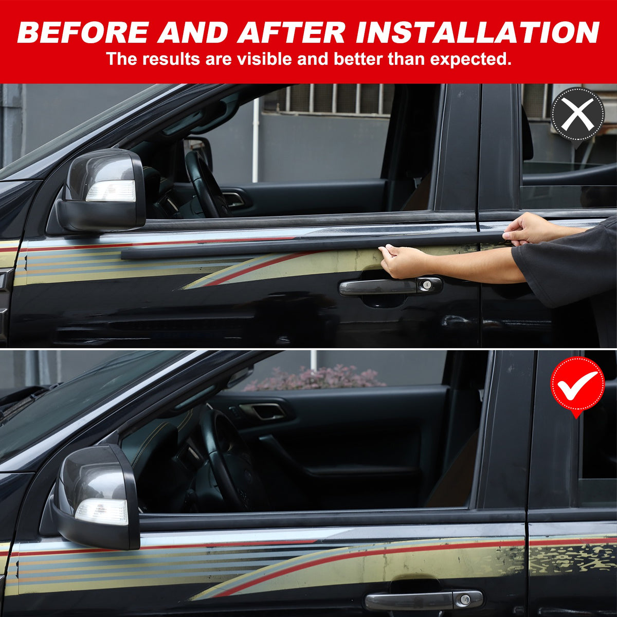 Replacement Car Window Outer Beltline Seal Trim For Ford Ranger T6 2013-2021 US 22