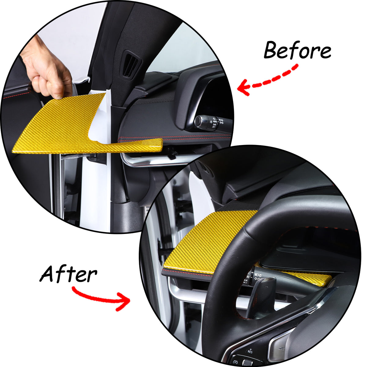 Yellow Carbon Fiber Car Driver Side Dashboard Cover Trim For Corvette C8 20-25 12