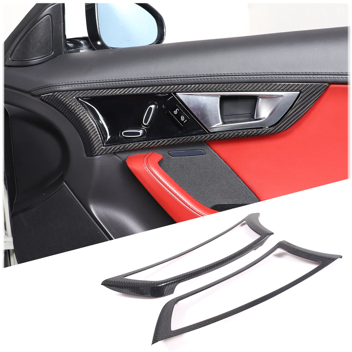 Real Carbon Fiber Inner Door Handle Frame Cover Trim For Jaguar F-TYPE 2013-2024 14