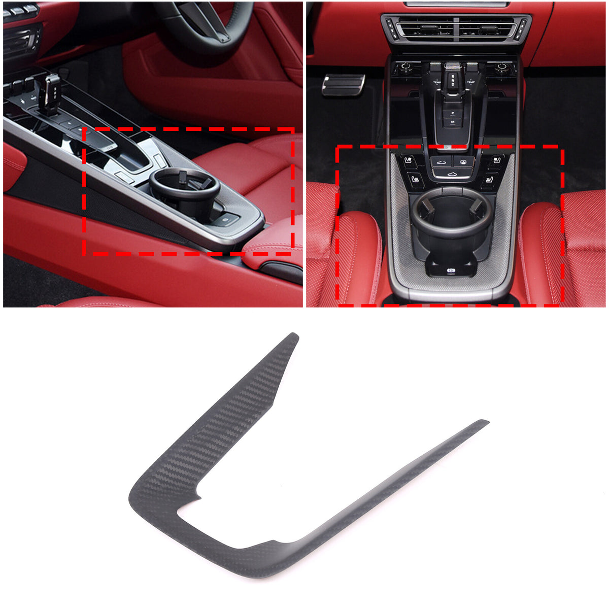 Matte Real Carbon Fiber Center Console Storage Box Cover Trim For Porsche 911 2