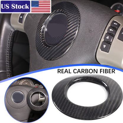 Real Carbon Fiber Steering Wheel Center Logo Ring Cover For 05-13 Corvette C6 US 1