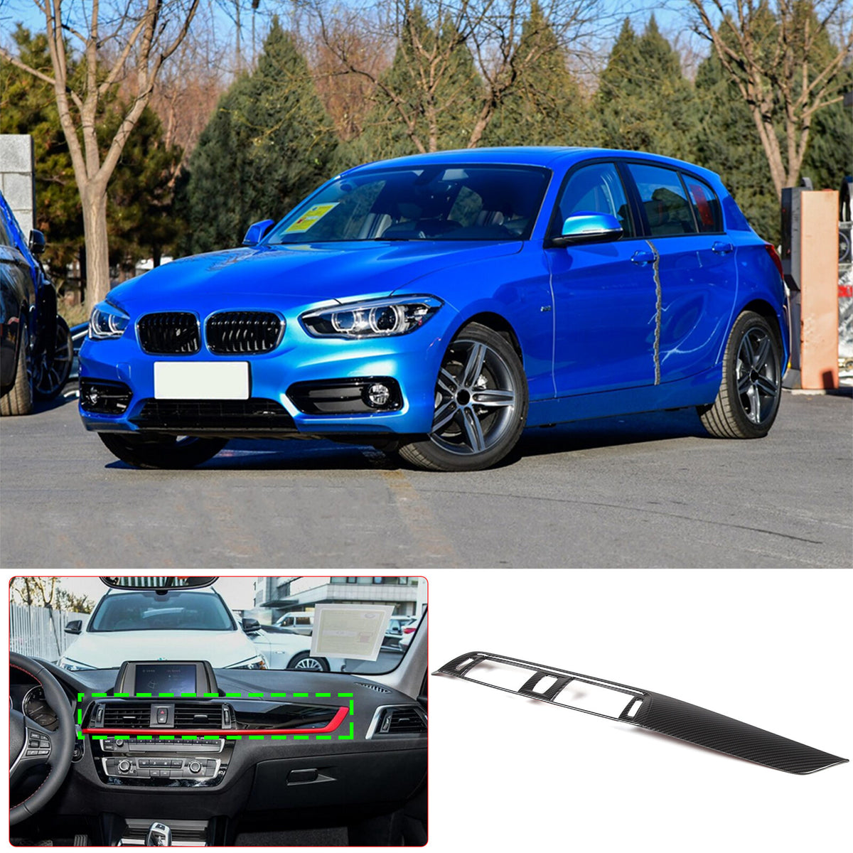 ABS Carbon Fiber Center Console Dashboard Panel Trim For BMW 1 2 Series 17-19 10