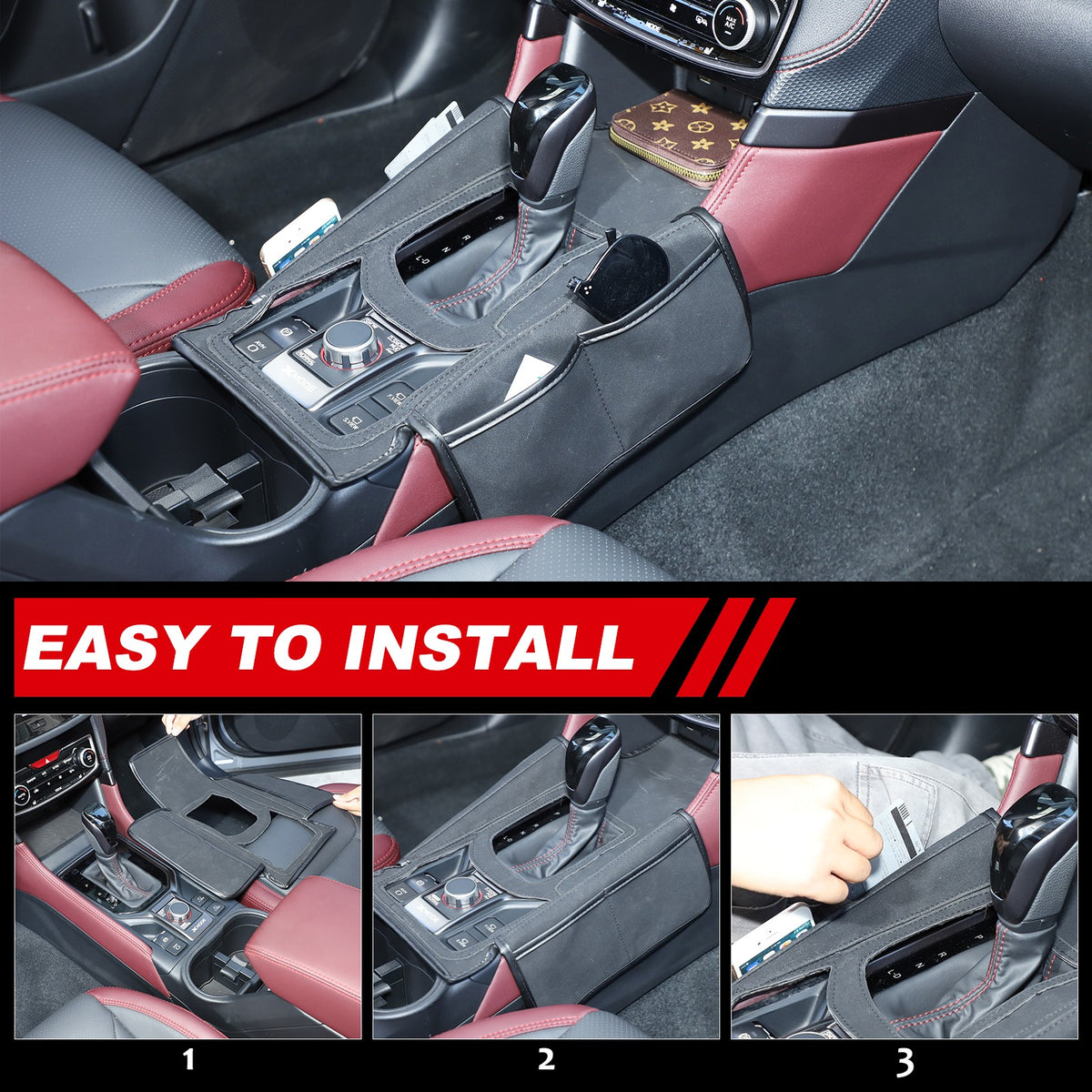Suede Cloth Center Console Gear Shift Trim Cover For Subaru Forester SK 19-24 US 5